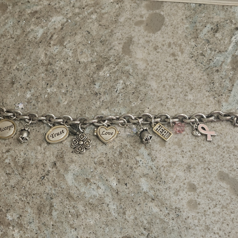 Brighton Power Of Pink Chunky Silver Plated Charm Bracelet View 5